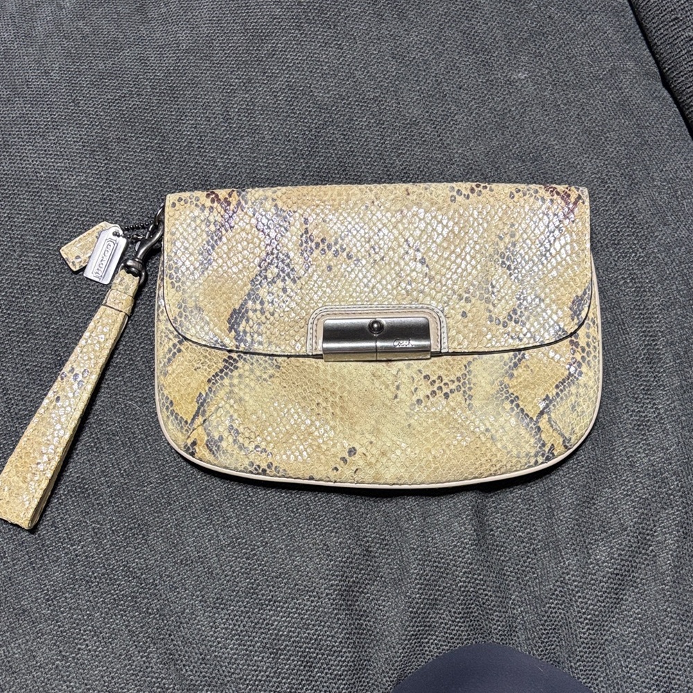 Coach Kristin Python Embossed Leather Large Clutc… - image 1